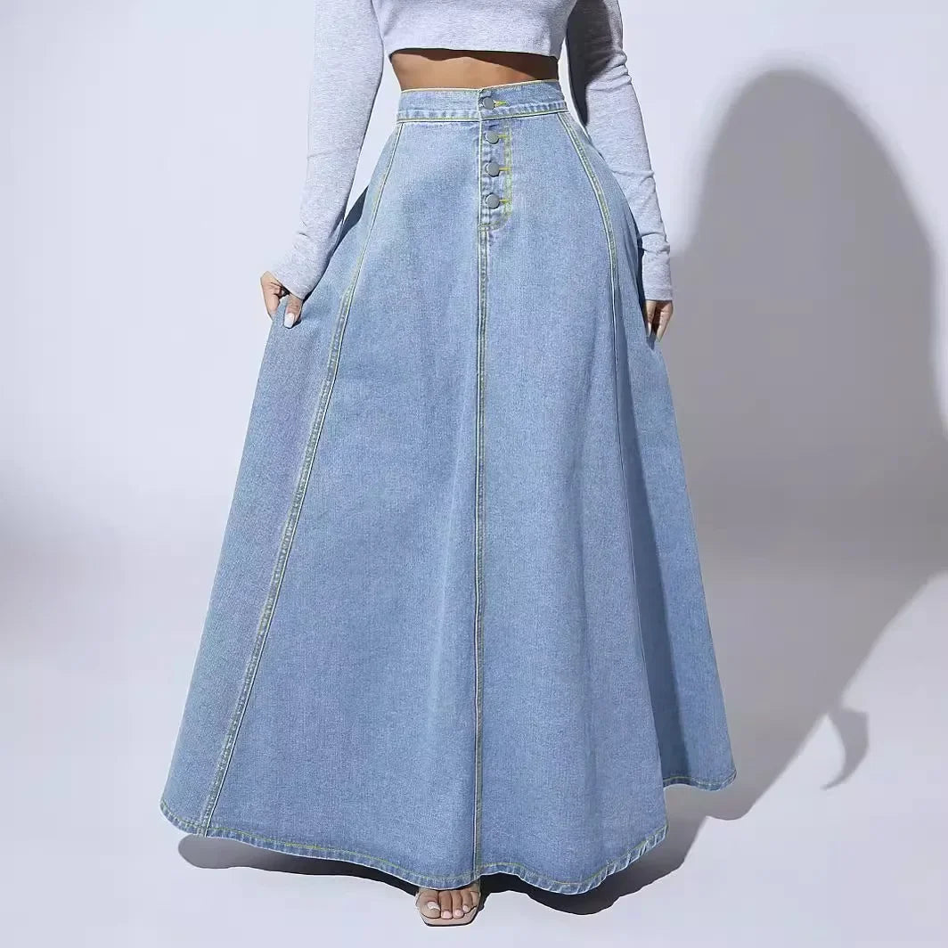 Classic Denim A-Line Work Dress